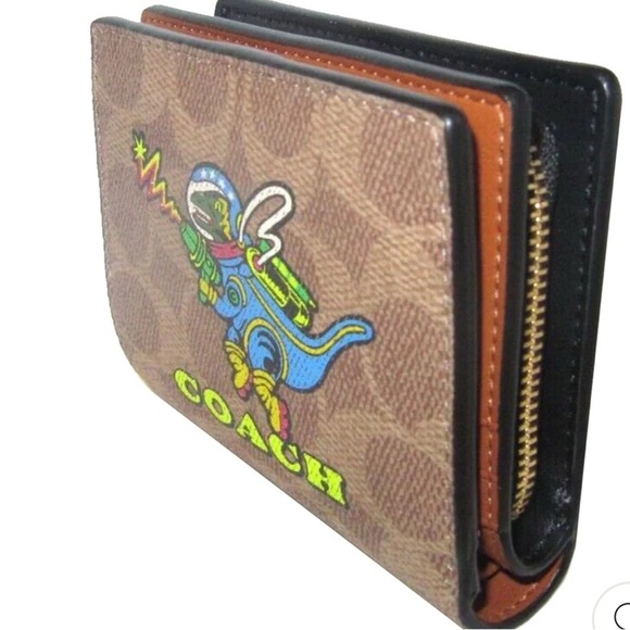 Coach Cosmic Coach Snap Wallet In Signature Canvas With Rexy Print in Tan - Picture 2 of 10